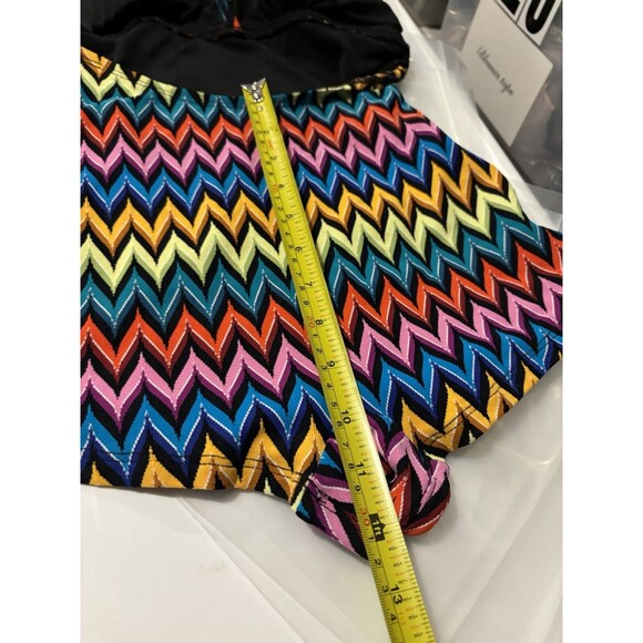 Vintage Popina Swim Swimsuit Halter SZ M Rainbow Chevron Pin Up Retro Women's - Picture 12 of 12